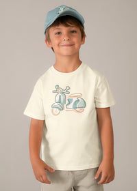 T-Shirt Beige Con Stampa Vespa Style
