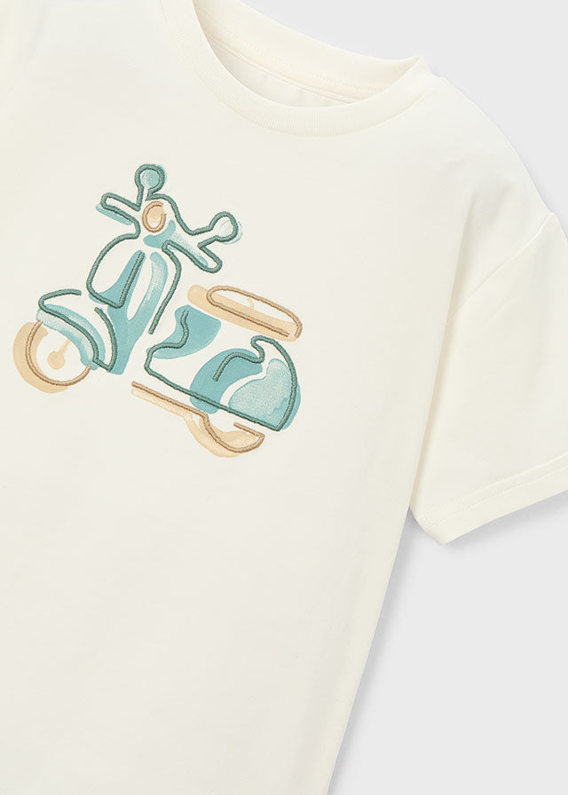 T-Shirt Beige Con Stampa Vespa Style