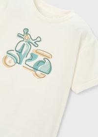 T-Shirt Beige Con Stampa Vespa Style