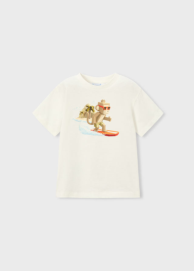 T-Shirt Verde Salvia Stampa Scimmia
