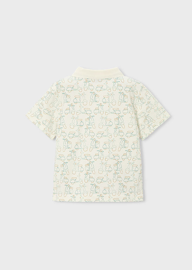 Polo Panna Con Stampa Scooter Vintage