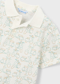 Polo Panna Con Stampa Scooter Vintage
