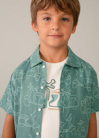 Camicia Mayoral Verde Con Stampa Scooter Vintage