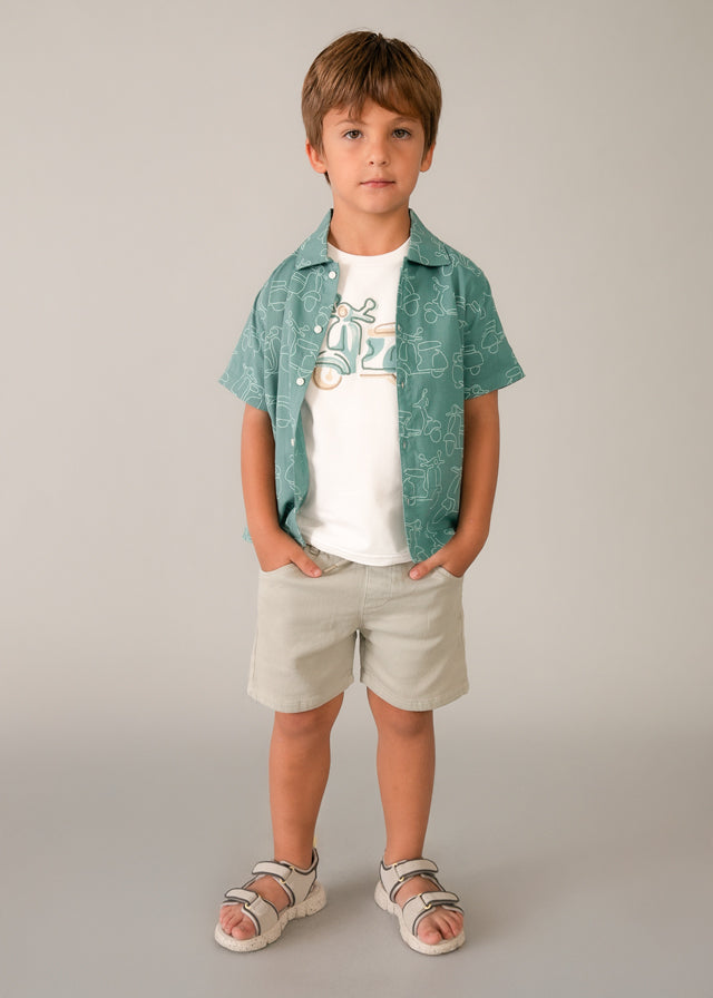 Camicia Mayoral Verde Con Stampa Scooter Vintage