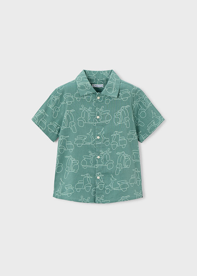 Camicia Mayoral Verde Con Stampa Scooter Vintage