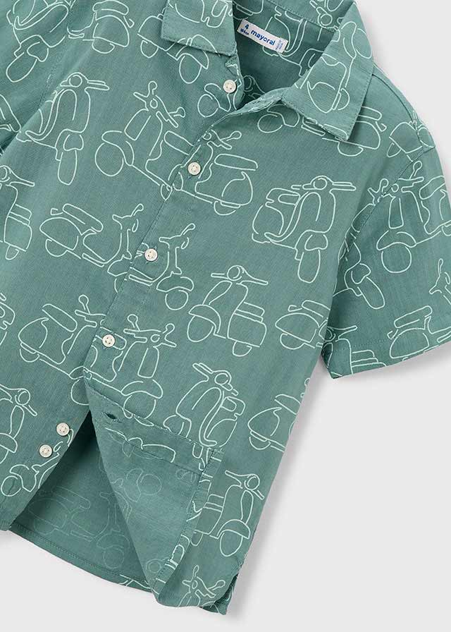 Camicia Mayoral Verde Con Stampa Scooter Vintage