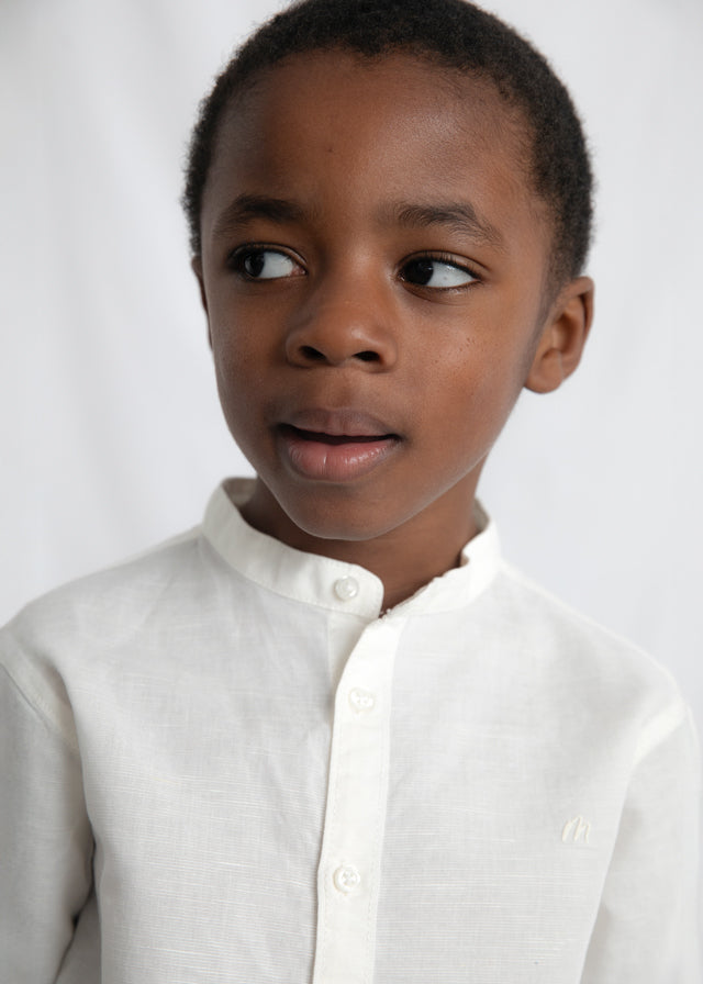 Camicia Bambino Bianca Con Colletto Alla Coreana