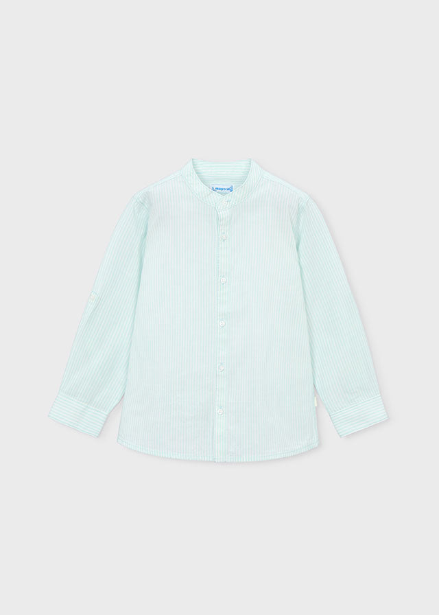 Camicia Manica Lunga Collo Coreana Azzurro