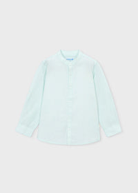 Camicia Manica Lunga Collo Coreana Azzurro