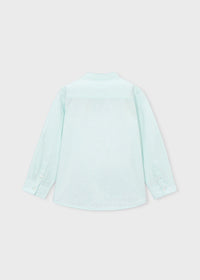 Camicia Manica Lunga Collo Coreana Azzurro