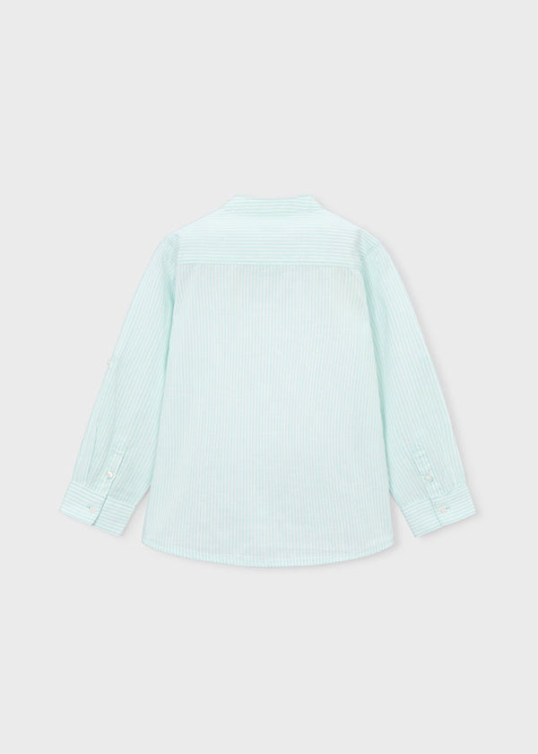 Camicia Manica Lunga Collo Coreana Azzurro