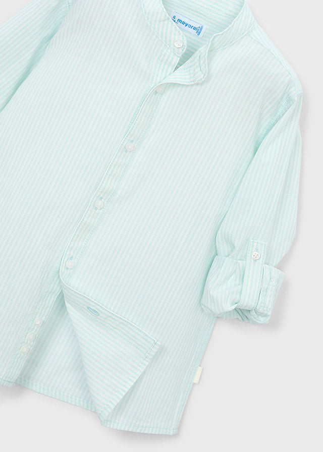 Camicia Manica Lunga Collo Coreana Azzurro