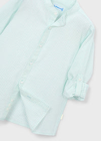 Camicia Manica Lunga Collo Coreana Azzurro