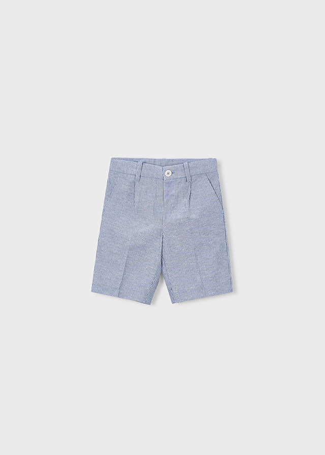 Bermuda Elegante In Misto Lino Azzurro