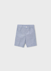 Bermuda Elegante In Misto Lino Azzurro