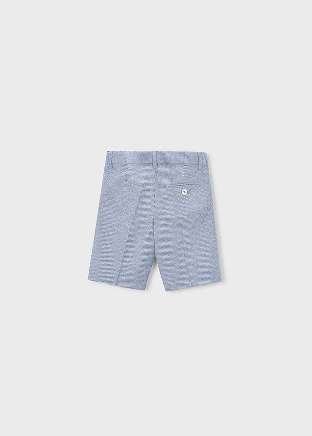 Bermuda Elegante In Misto Lino Azzurro