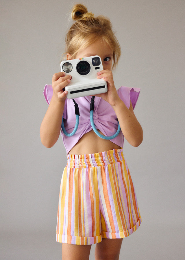 Set 2 Pezzi T-Shirt E Short Lilla Arancio