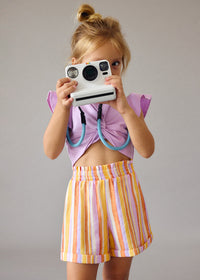 Set 2 Pezzi T-Shirt E Short Lilla Arancio