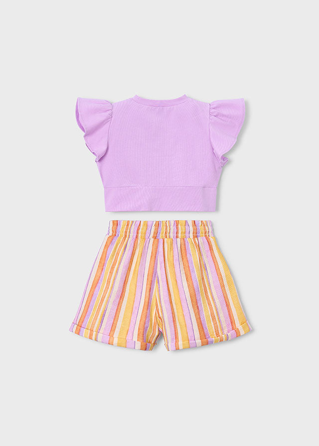 Set 2 Pezzi T-Shirt E Short Lilla Arancio