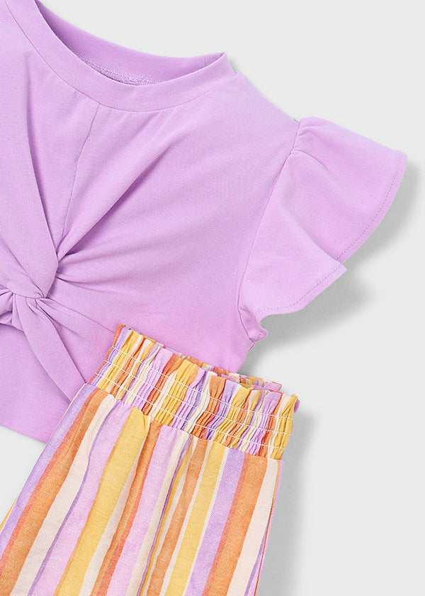Set 2 Pezzi T-Shirt E Short Lilla Arancio