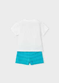 Set 2 Pezzi T-Shirt Pantaloncino A Balze