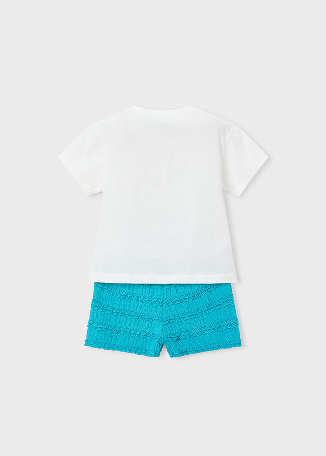 Set 2 Pezzi T-Shirt Pantaloncino A Balze