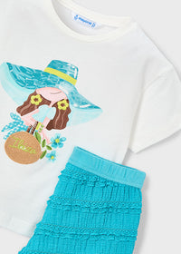 Set 2 Pezzi T-Shirt Pantaloncino A Balze