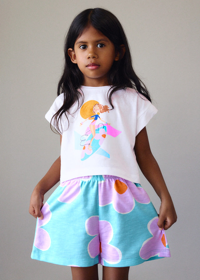 Set Mayoral Bambina Surf Bianco E Azzurro