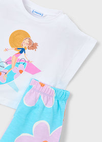 Set Mayoral Bambina Surf Bianco E Azzurro