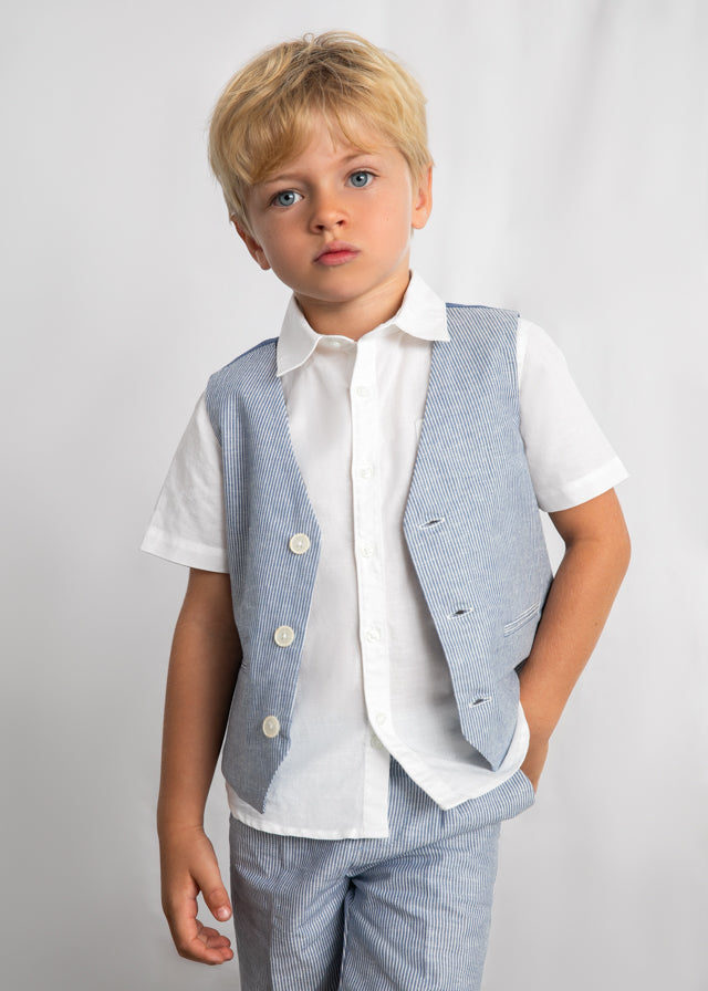 Gilet Cerimonia Rigato Azzurro