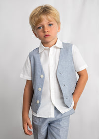 Gilet Cerimonia Rigato Azzurro