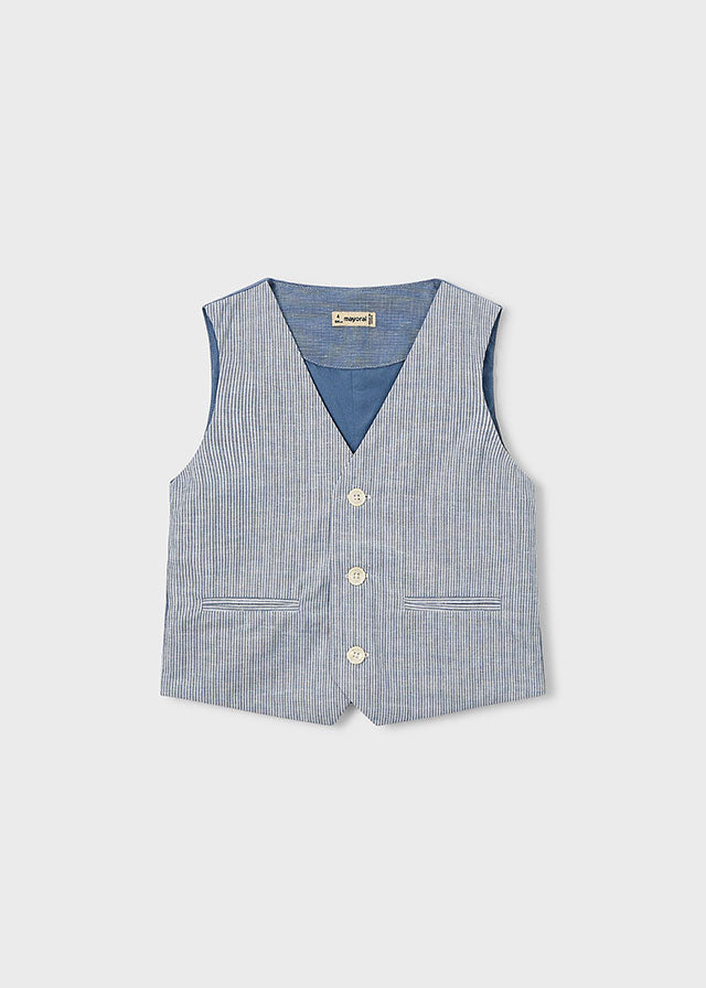 Gilet Cerimonia Rigato Azzurro