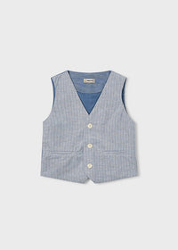 Gilet Cerimonia Rigato Azzurro