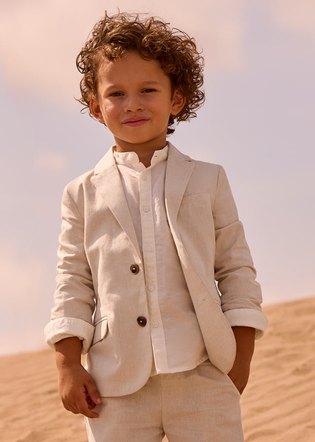 Giacca Elegante In Misto Lino A Beige