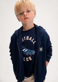 Felpa Blu Navy Con Cappuccio E Full Zip