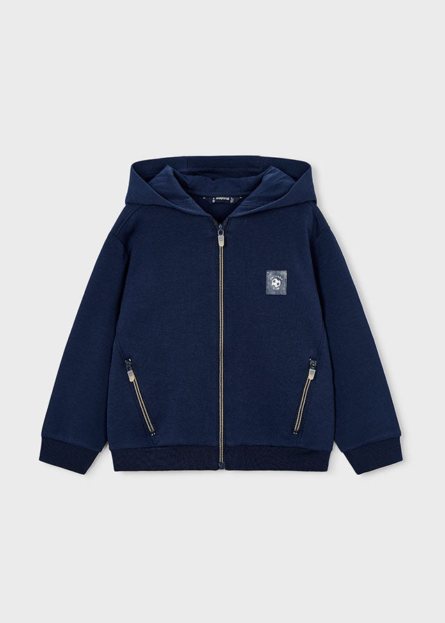 Felpa Blu Navy Con Cappuccio E Full Zip