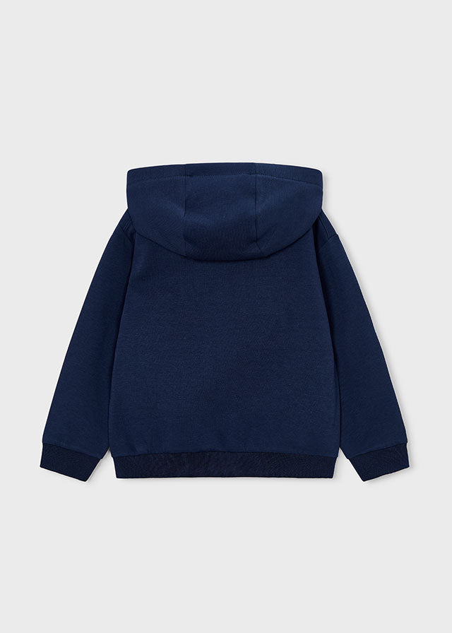 Felpa Blu Navy Con Cappuccio E Full Zip