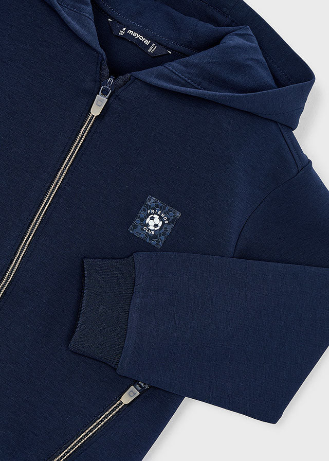 Felpa Blu Navy Con Cappuccio E Full Zip