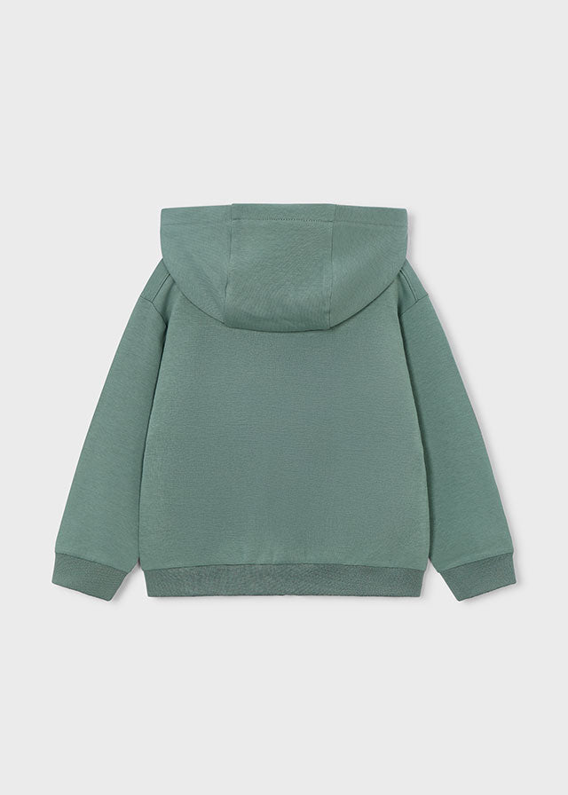 Felpa Verde Con Cappuccio E Full Zip