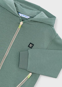 Felpa Verde Con Cappuccio E Full Zip