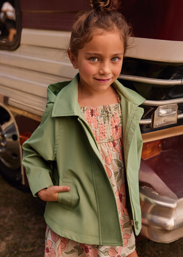 Trench Leggero Con Cappuccio Verde Salvia