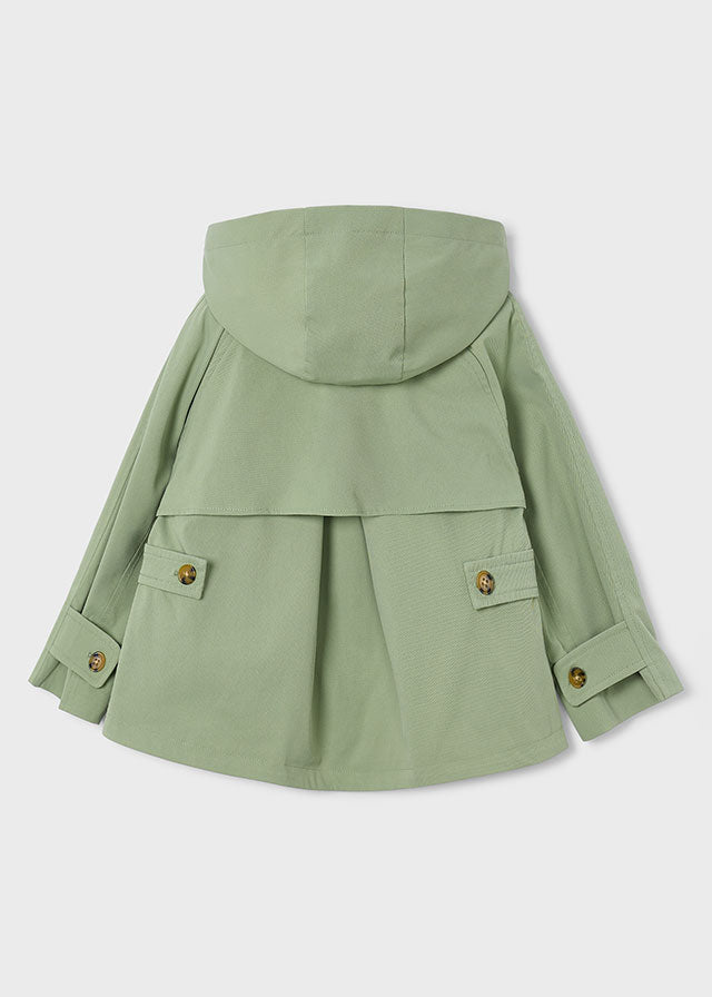Trench Leggero Con Cappuccio Verde Salvia