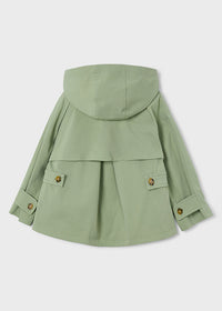 Trench Leggero Con Cappuccio Verde Salvia