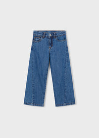 Jeans Wide Leg Con Cuciture In Demin Scuro