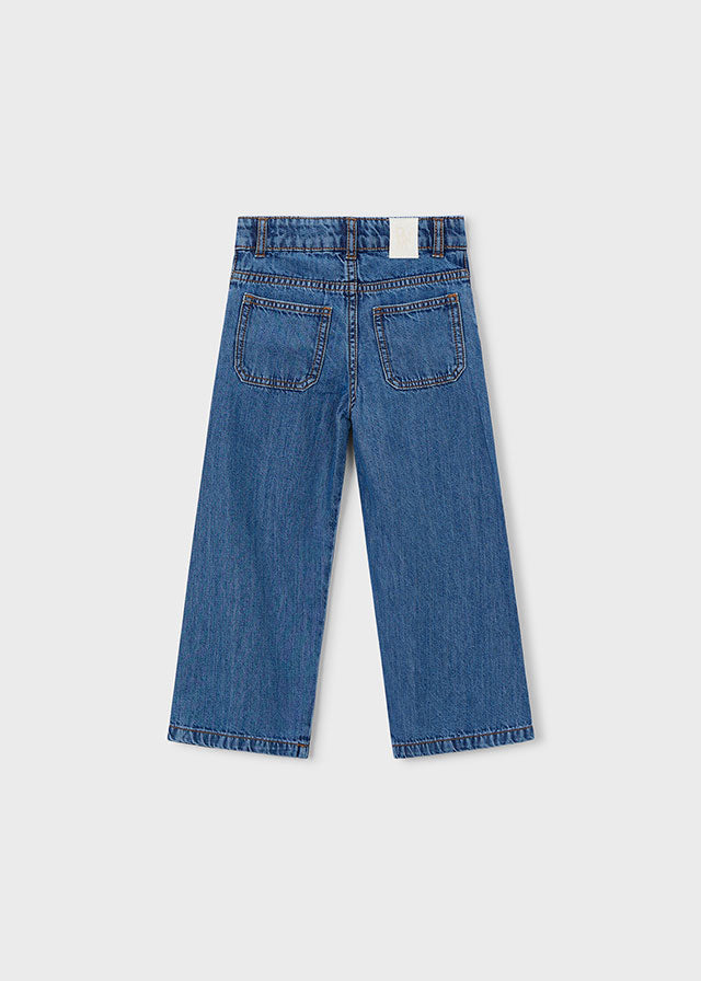 Jeans Wide Leg Con Cuciture In Demin Scuro