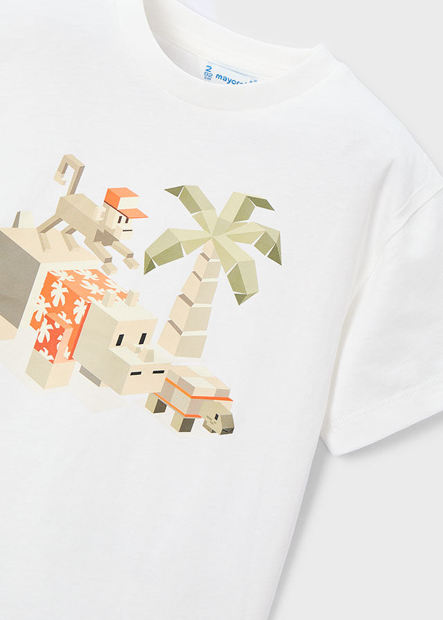 Set 3 Pezzi T-Shirt Grafiche E Bermuda Arancio