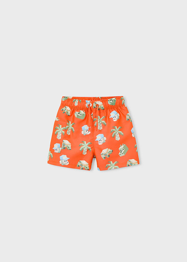 Costume Boxer Mare Arancio Stampa Safari