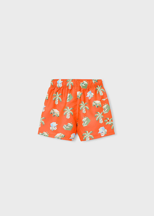 Costume Boxer Mare Arancio Stampa Safari