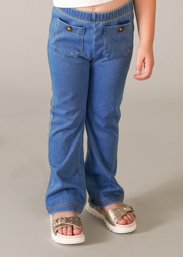 Jeggings In Denim Elasticizzato Con Tasche