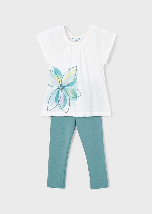 Set T-Shirt Maniche Corte E Leggings Verde